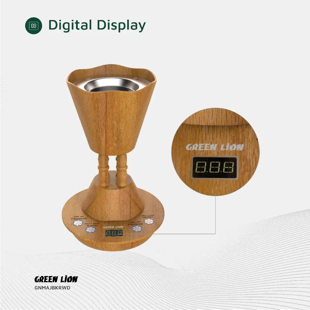 Green Lion Majlis Electric Bakhour Burner - Wooden